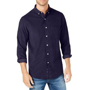 Men's Club Room Navy Blue Corduroy Casual Button Down Shirt XXL